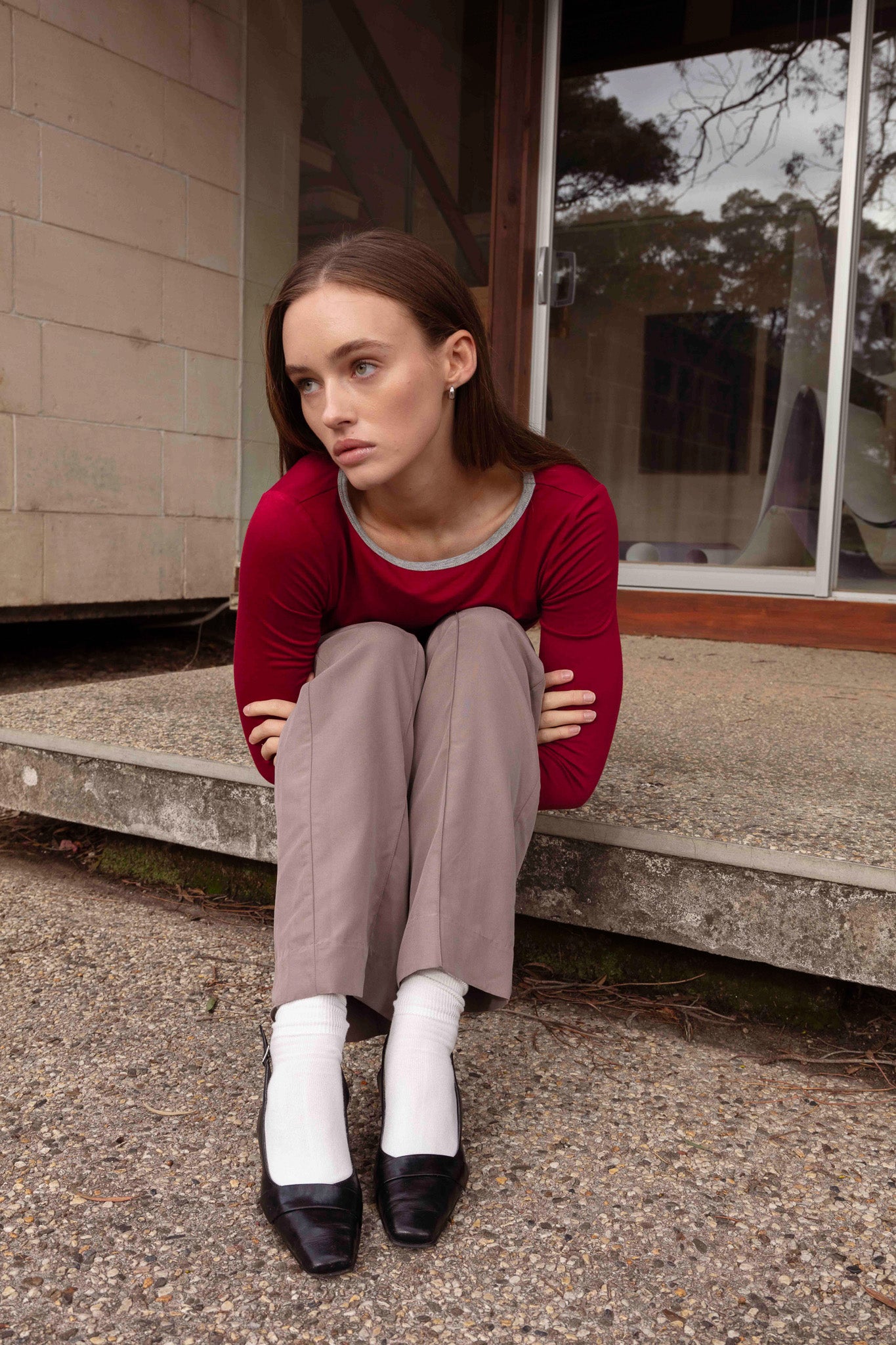 Burgundy Long Sleeve Tee